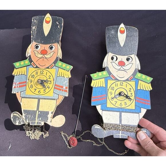 2 Vtg German Cuckoo Clock Nutcracker Soldier “Helmut Kammerer” Moving Eyes - Picture 1 of 11